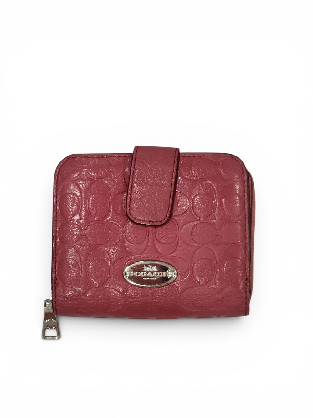 Vintage Pink Coach Signature Embossed Zip Wallet - Picture 2 of 5
